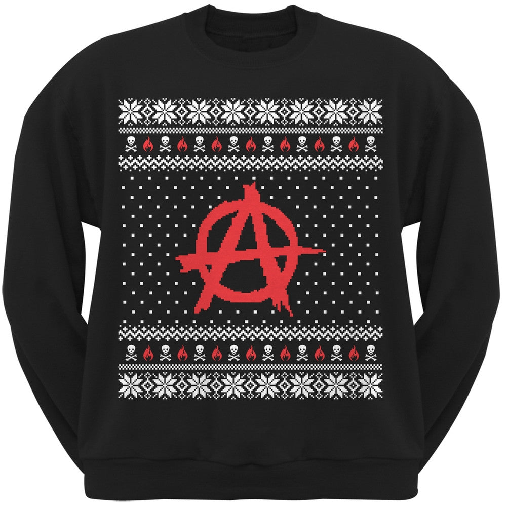 Anarchy Ugly Christmas Sweater Black Adult Sweatshirt Men's Sweatshirts Old Glory 2XL Black 