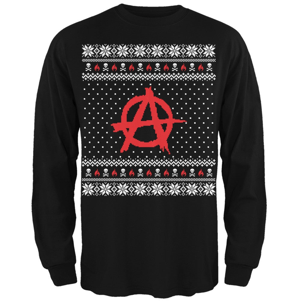 Anarchy Ugly Christmas Sweater Black Adult Long Sleeve T-Shirt Men's Long Sleeves Old Glory 2XL Black 