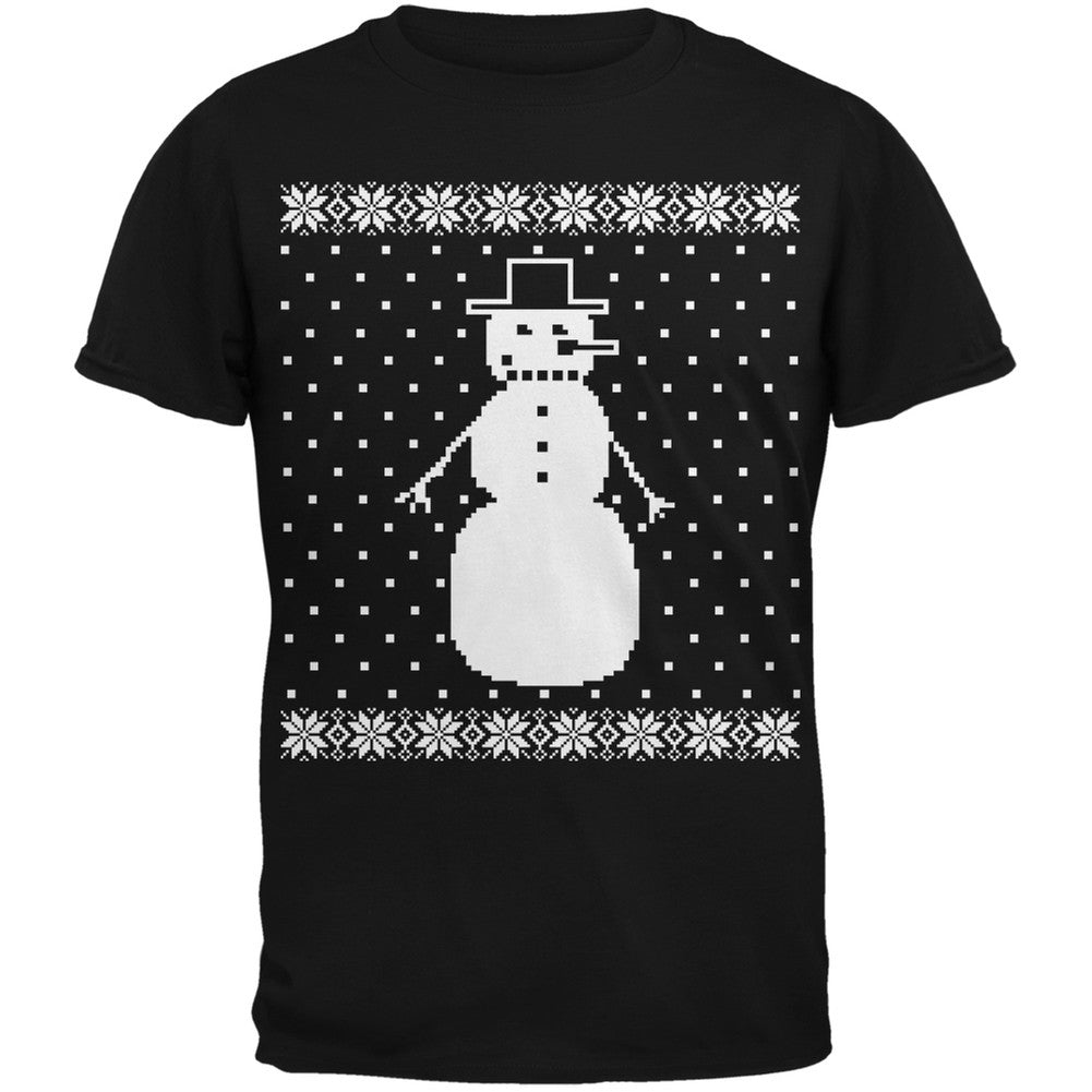 Big Snowman Ugly Christmas Sweater Black Adult T-Shirt Men's T-Shirts Old Glory 2XL Black 