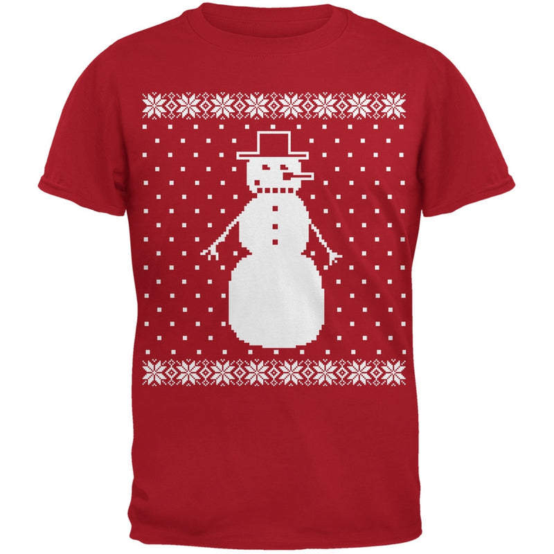 Big Snowman Ugly Christmas Sweater Black Adult T-Shirt Men's T-Shirts Old Glory 2XL Red 