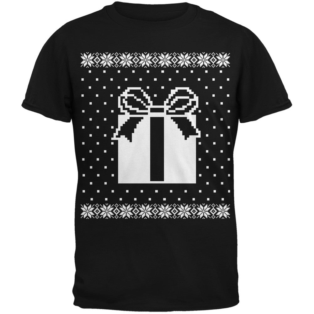 Big Present Ugly Christmas Sweater Black Adult T-Shirt Men's T-Shirts Old Glory 2XL Black 