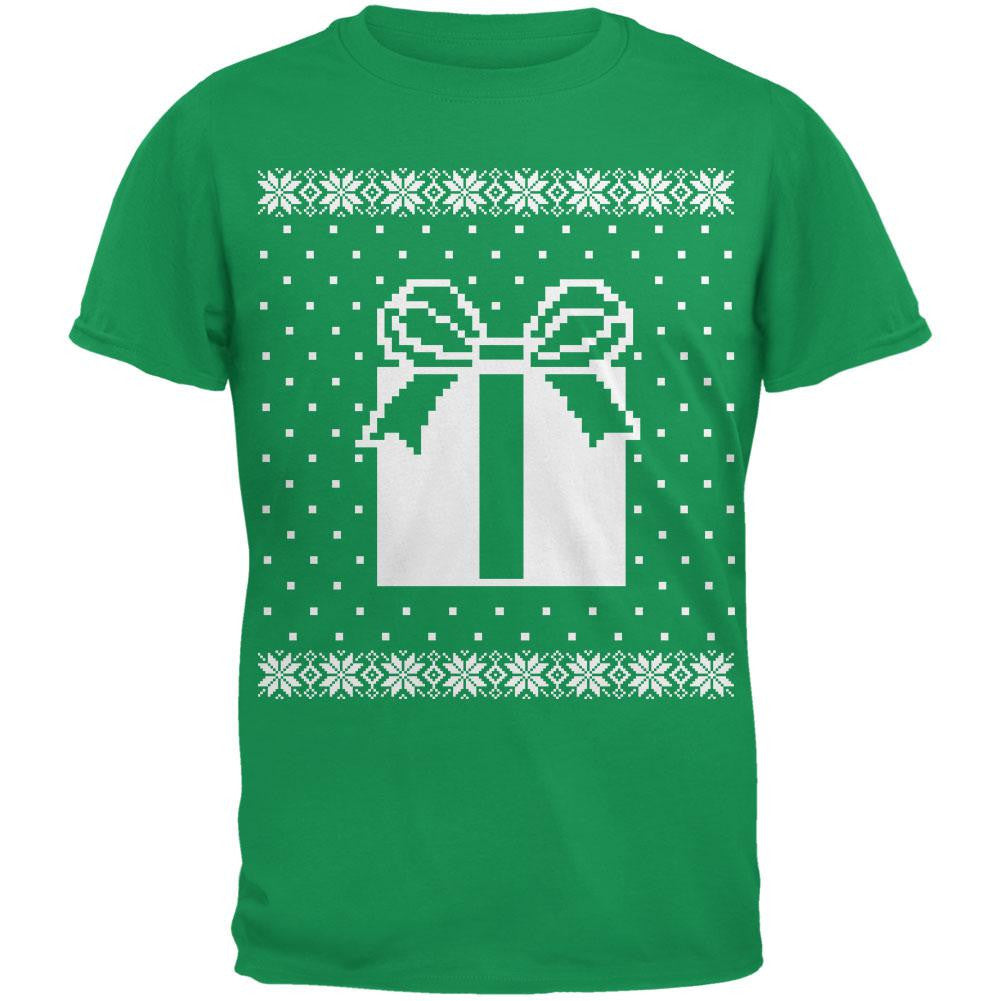 Big Present Ugly Christmas Sweater Black Adult T-Shirt Men's T-Shirts Old Glory 2XL Green 