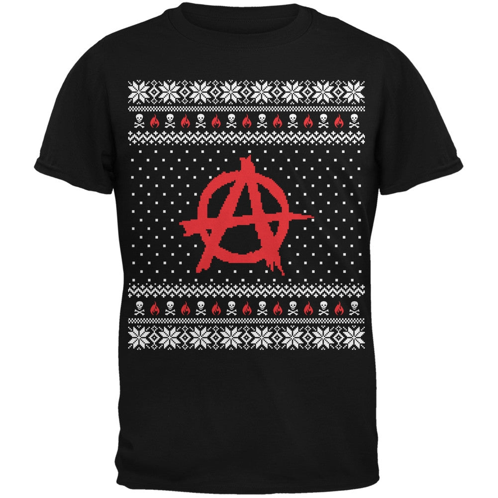 Anarchy Ugly Christmas Sweater Black Adult T-Shirt Men's T-Shirts Old Glory 2XL Black 