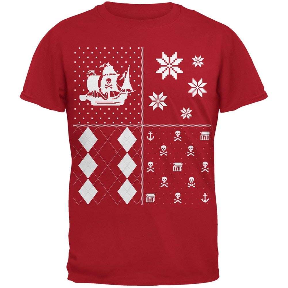 Pirates Festive Blocks Ugly Christmas Sweater Black Youth T-Shirt Youth T-Shirts Old Glory   