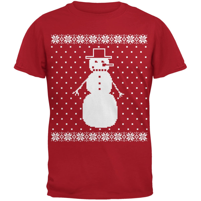 Big Snowman Ugly Christmas Sweater Black Youth T-Shirt Youth T-Shirts Old Glory SM Red 