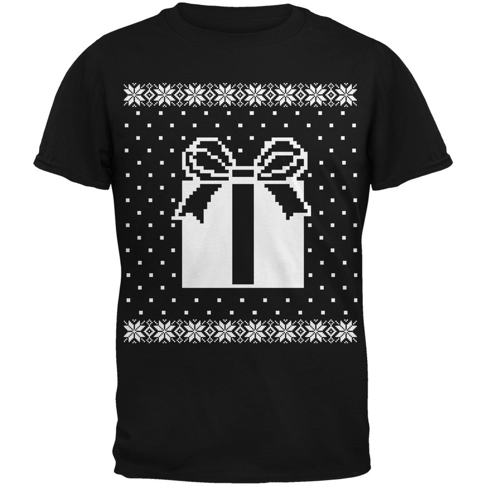 Big Present Ugly Christmas Sweater Black Youth T-Shirt Youth T-Shirts Old Glory LG Black 