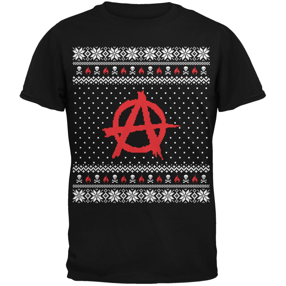 Anarchy Ugly Christmas Sweater Black Youth T-Shirt Youth T-Shirts Old Glory LG Black 