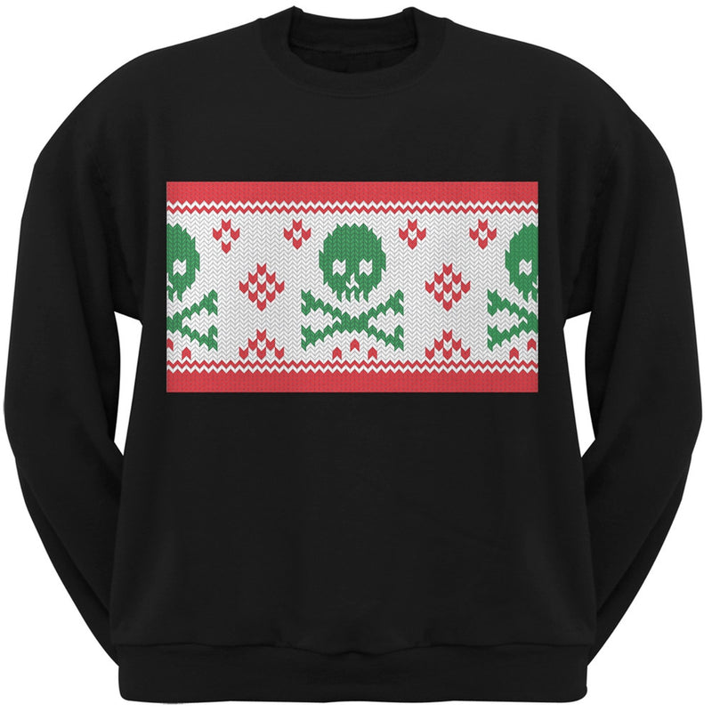 Knit Skull And Crossbones Ugly Christmas Sweater Red Adult Crew Neck Sweatshirt Men's Sweatshirts Old Glory   