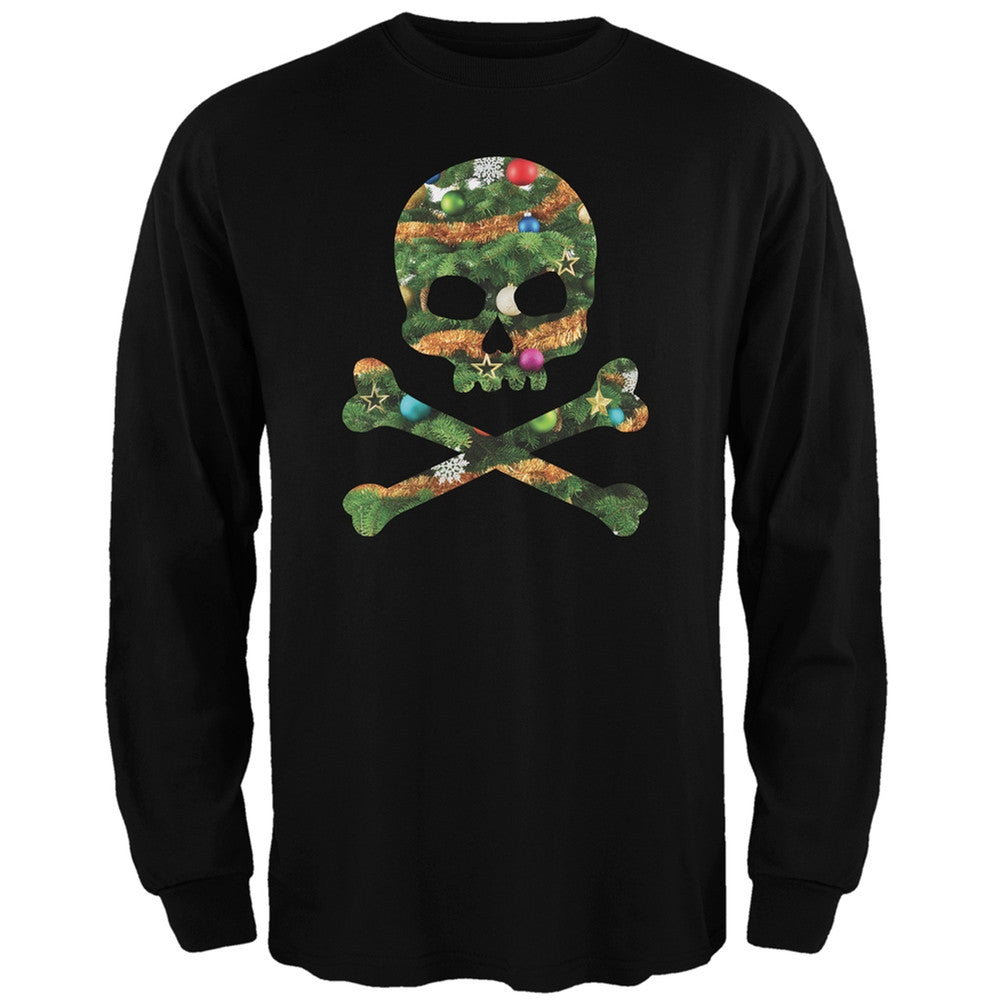 Skull And Crossbones Christmas Tree Cut Out Black Adult Long Sleeve T-Shirt Men's Long Sleeves Old Glory   