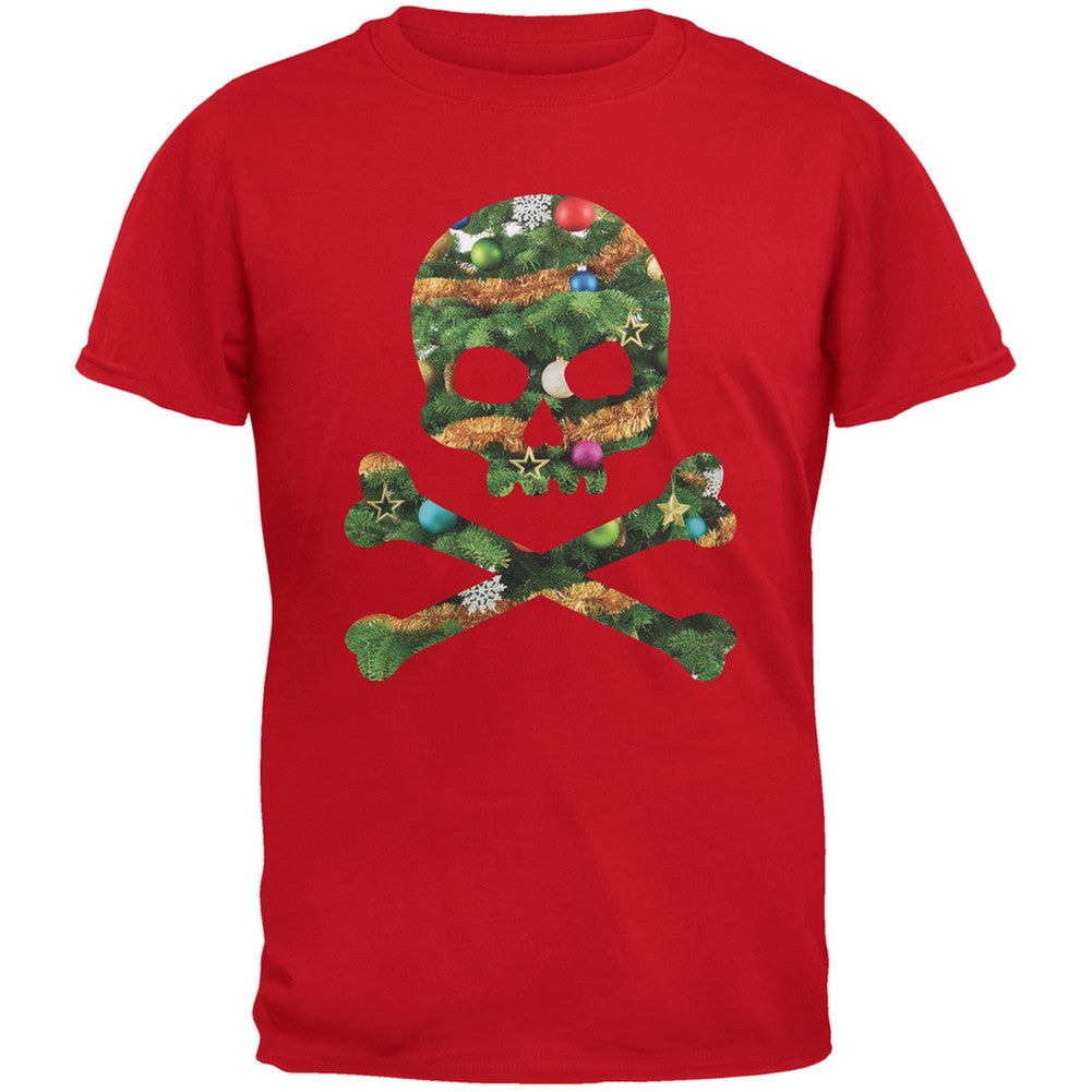 Skull And Crossbones Christmas Tree Cut Out Black Adult T-Shirt Men's T-Shirts Old Glory   