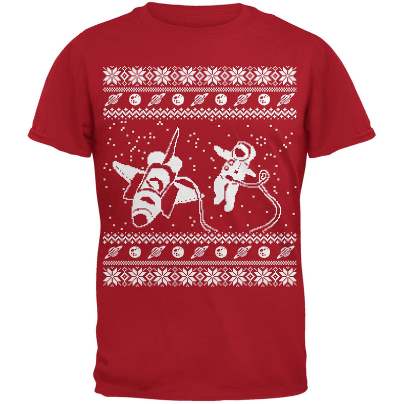 Astronaut in Space Ugly Christmas Sweater Black Youth T-Shirt Youth T-Shirts Old Glory SM Red 