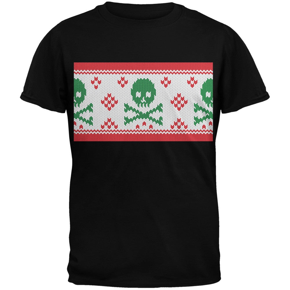 Knit Skull And Crossbones Ugly Christmas Sweater Black Youth T-Shirt Youth T-Shirts Old Glory   