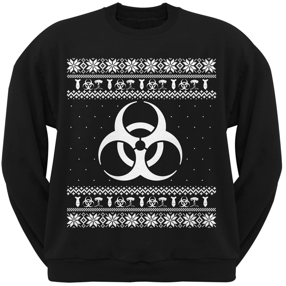 Biohazard Symbol Ugly Christmas Sweater Black Adult Sweatshirt Men's Sweatshirts Old Glory LG Black 