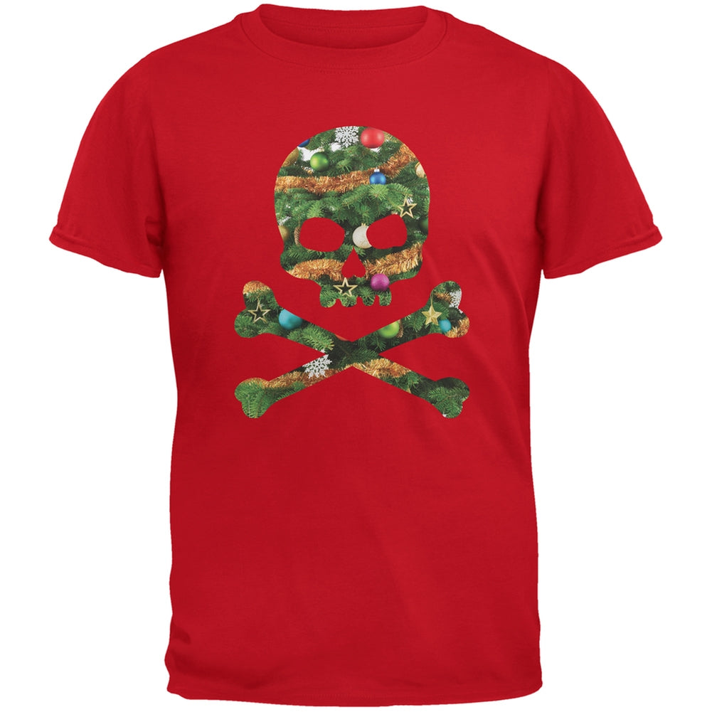 Skull And Crossbones Christmas Tree Cut Out Red Youth T-Shirt Youth T-Shirts Old Glory LG Red 