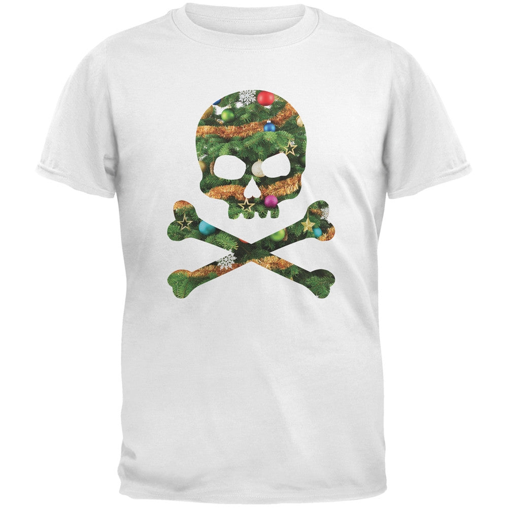 Skull And Crossbones Christmas Tree Cut Out Dark Green Youth T-Shirt Youth T-Shirts Old Glory   