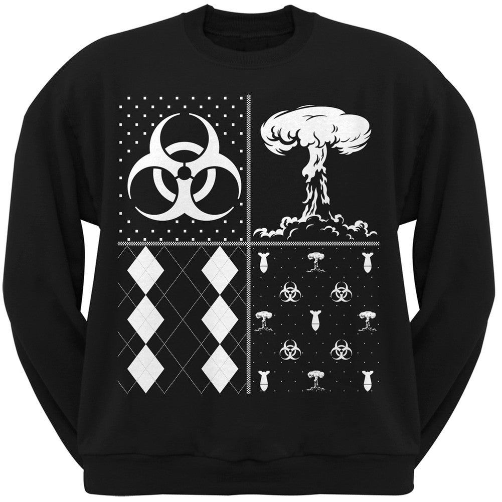 Biohazard Festive Blocks Ugly Christmas Sweater Black Adult Sweatshirt Men's Sweatshirts Old Glory 2XL Black 