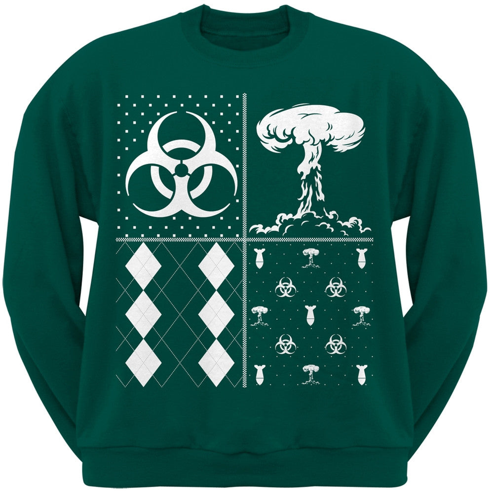 Biohazard Festive Blocks Ugly Christmas Sweater Black Adult Sweatshirt Men's Sweatshirts Old Glory 2XL Dark Green 