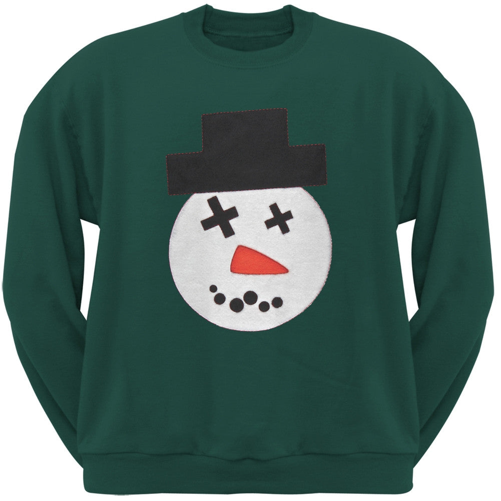 Big Snowman Face Applique Forest Green Adult Sweatshirt Men's Sweatshirts Old Glory 2XL Dark Green 