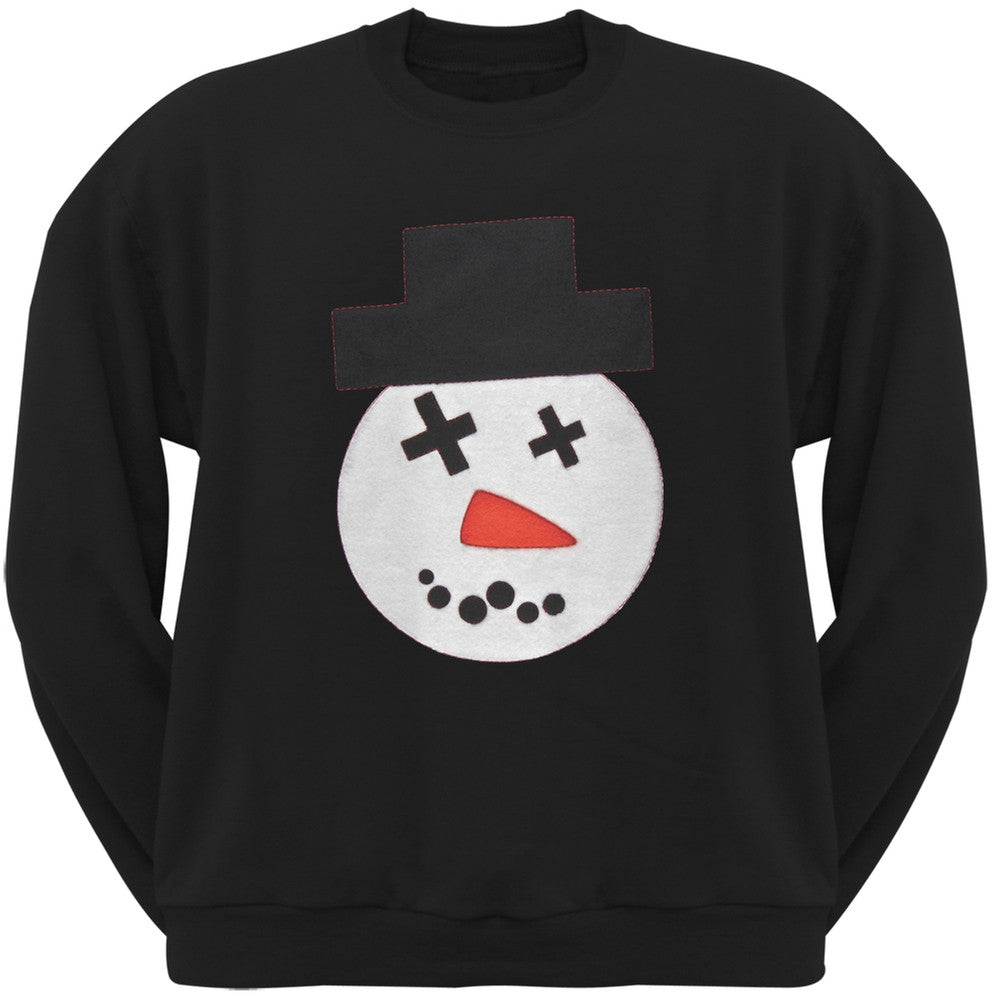 Big Snowman Face Applique Forest Green Adult Sweatshirt Men's Sweatshirts Old Glory 2XL Black 