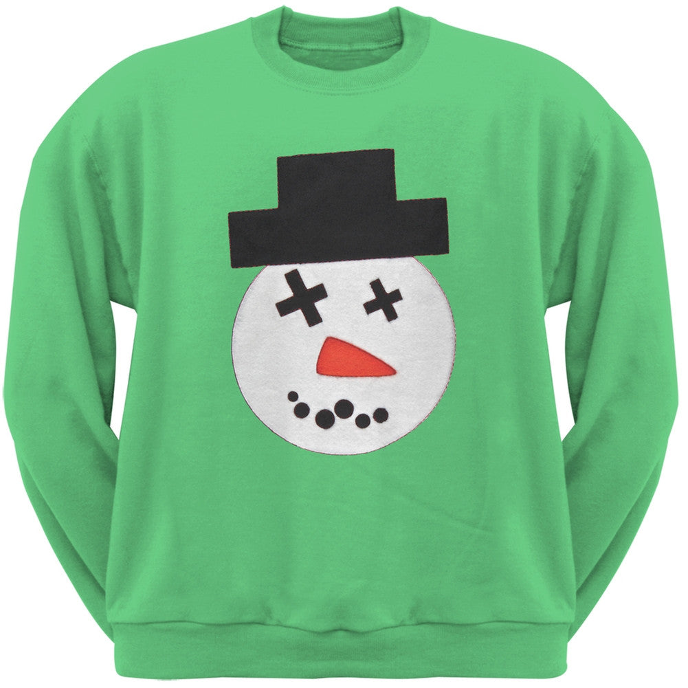 Big Snowman Face Applique Forest Green Adult Sweatshirt Men's Sweatshirts Old Glory 2XL Green 