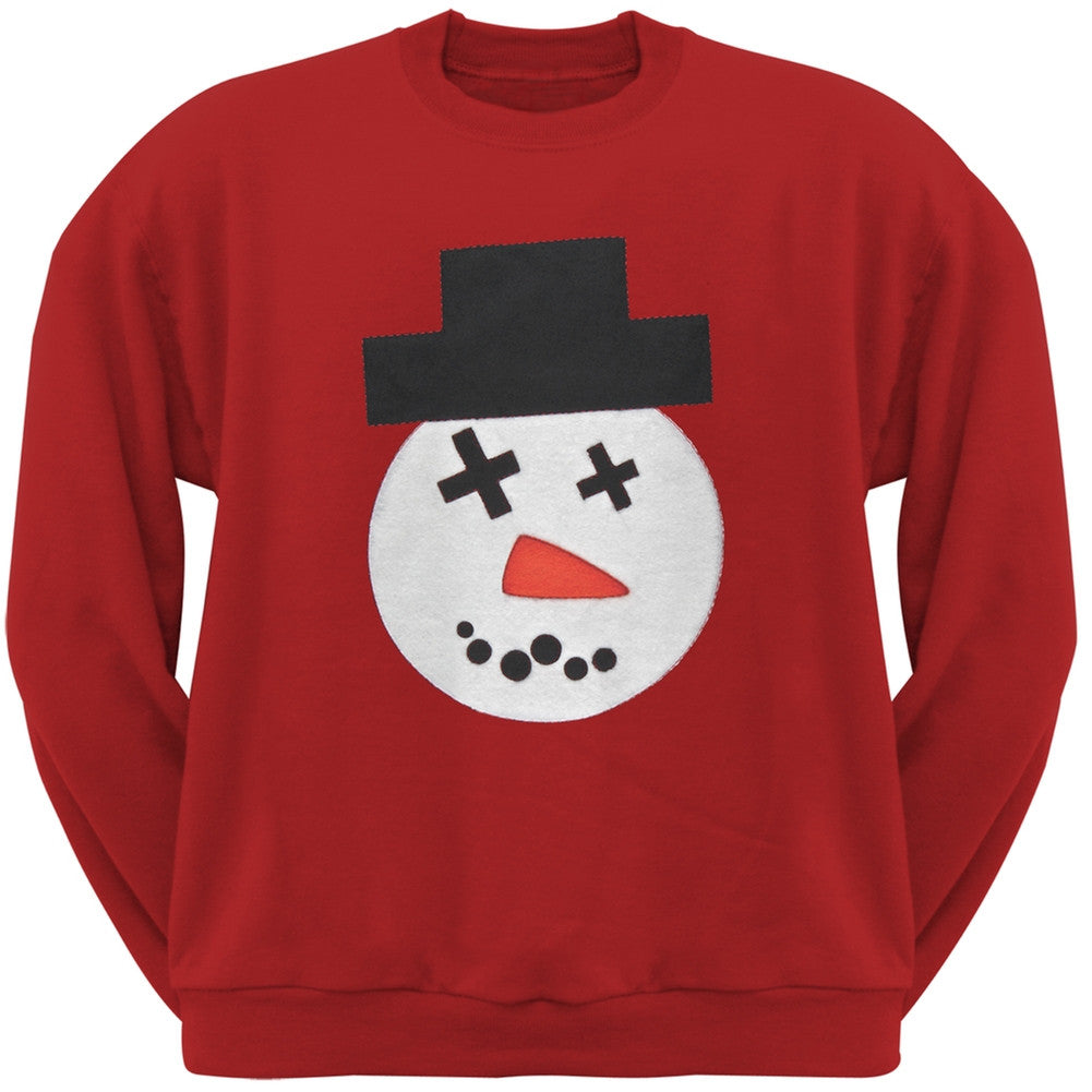 Big Snowman Face Applique Forest Green Adult Sweatshirt Men's Sweatshirts Old Glory 2XL Red 