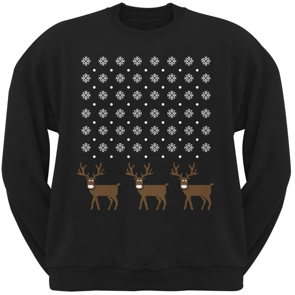 Snowflake and Reindeer Ugly Christmas Green Adult Sweatshirt Men's Sweatshirts Old Glory   