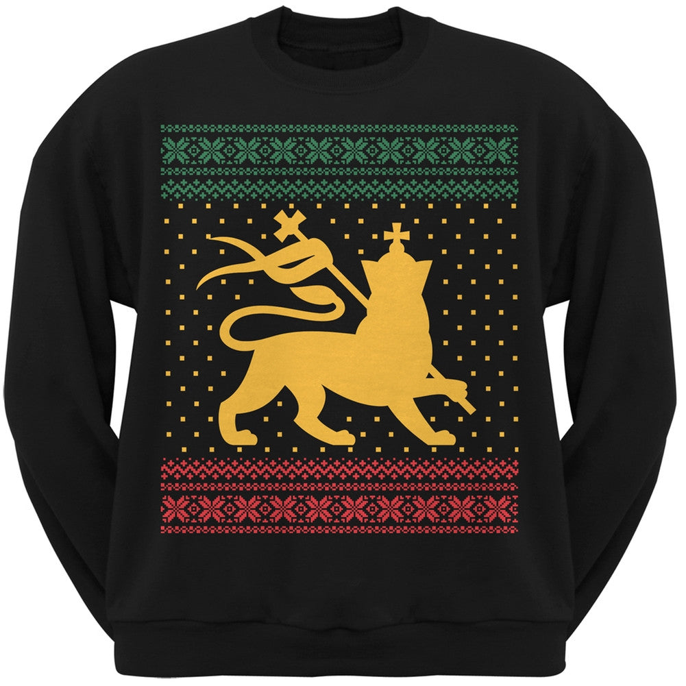 Lion of Judah Ugly Christmas Sweater Black Adult Sweatshirt Men's Sweatshirts Old Glory   