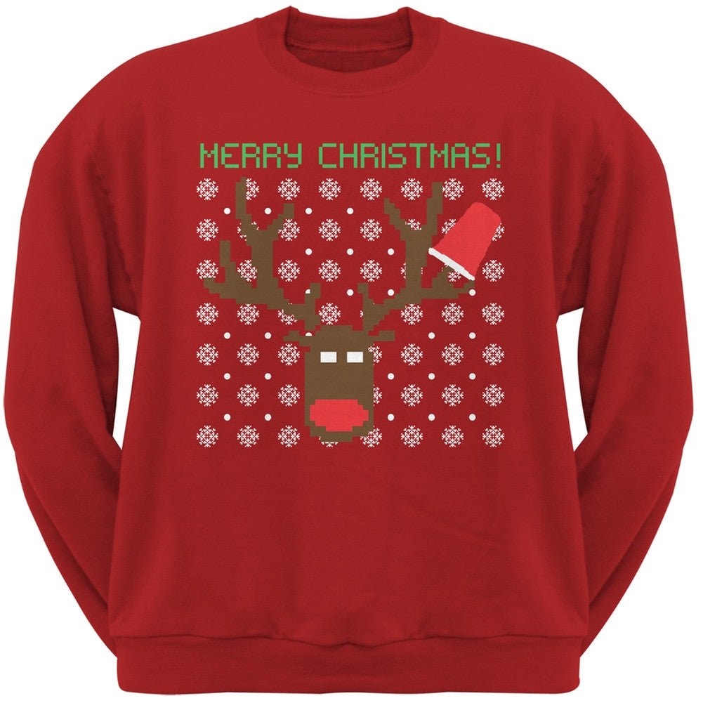 Party Deer Ugly Christmas Sweater Forest Green Adult Sweatshirt Men's Sweatshirts Old Glory   