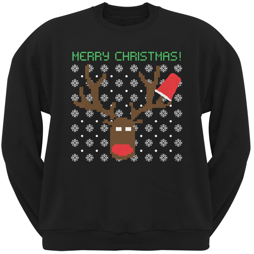 Party Deer Ugly Christmas Sweater Forest Green Adult Sweatshirt Men's Sweatshirts Old Glory   