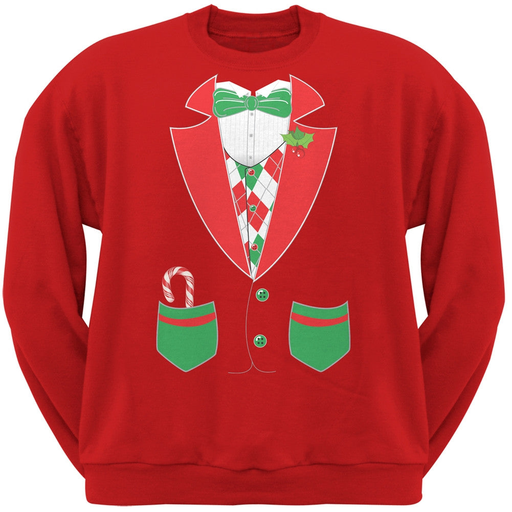 Christmas Tuxedo Costume Red Adult Sweatshirt Men's Sweatshirts Old Glory   