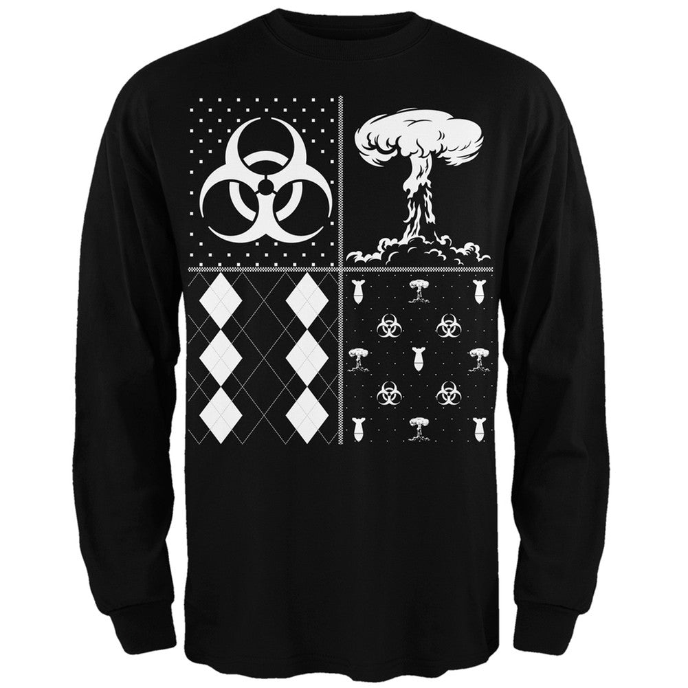 Biohazard Festive Blocks Ugly Christmas Sweater Black Adult Long Sleeve T-Shirt Men's Long Sleeves Old Glory 2XL Black 