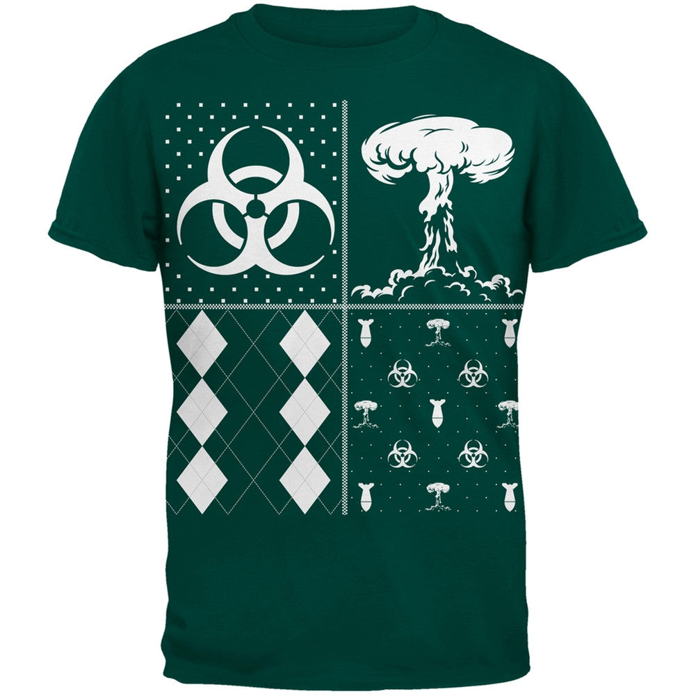 Biohazard Festive Blocks Ugly Christmas Sweater Black Adult T-Shirt Men's T-Shirts Old Glory 2XL Dark Green 