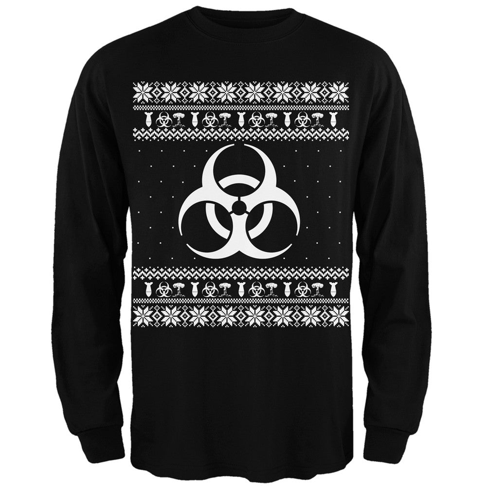 Biohazard Symbol Ugly Christmas Sweater Black Adult Long Sleeve T-Shirt Men's Long Sleeves Old Glory 2XL Black 