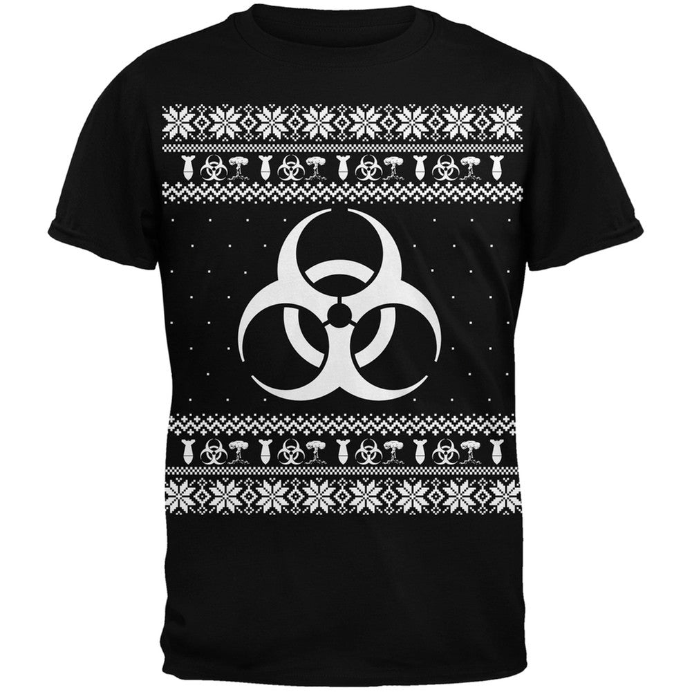 Biohazard Symbol Ugly Christmas Sweater Black Adult T-Shirt Men's T-Shirts Old Glory 2XL Black 