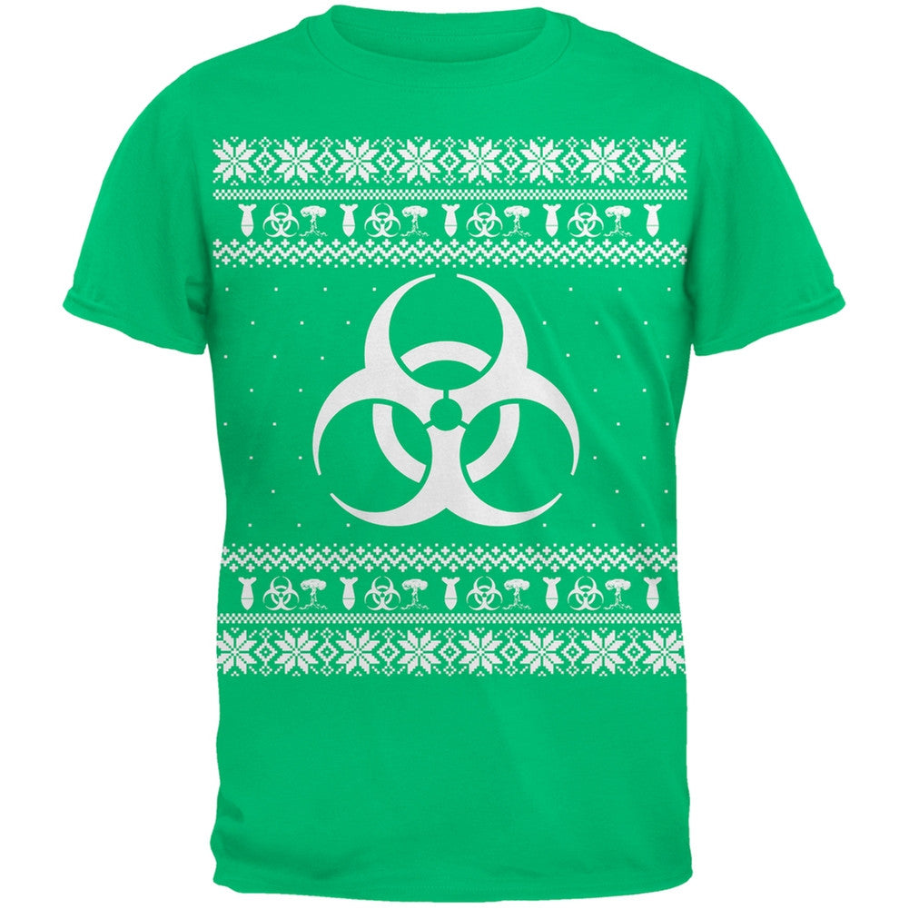 Biohazard Symbol Ugly Christmas Sweater Black Adult T-Shirt Men's T-Shirts Old Glory 2XL Green 