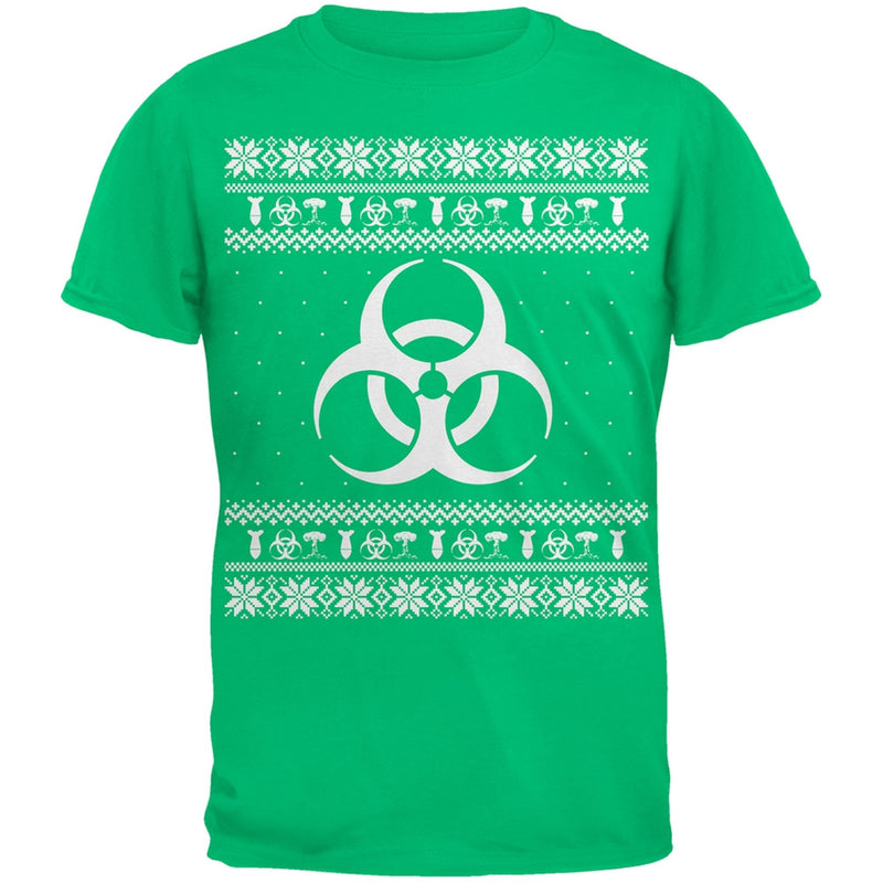 Biohazard Symbol Ugly Christmas Sweater Black Youth T-Shirt Youth T-Shirts Old Glory LG Green 