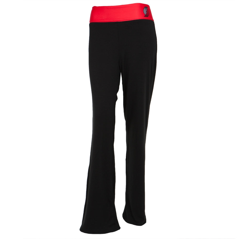 Portland Trail Blazers - Flip Down Waistband Logo Juniors Yoga Pants Women's Yoga Pants Portland Trail Blazers LG Black 