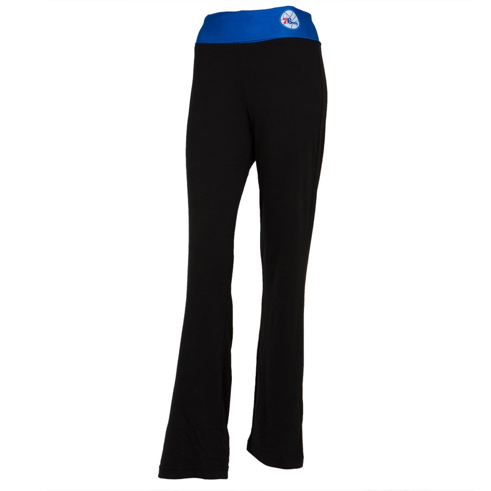 Philadelphia 76ers - Flip Down Waistband Logo Juniors Yoga Pants Women's Yoga Pants Philadelphia 76ers LG Black 