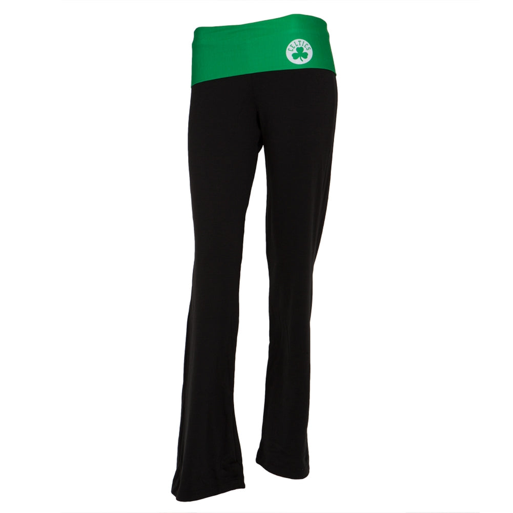 Boston Celtics - Flip Down Waistband Logo Juniors Yoga Pants Women's Yoga Pants Boston Celtics SM Black 