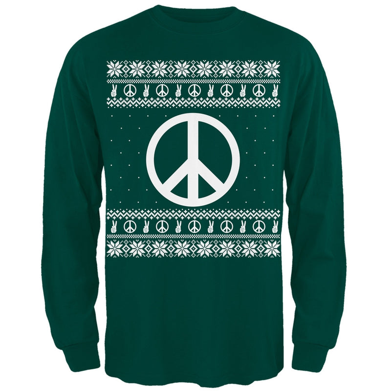 Peace Sign Ugly Christmas Sweater Black Adult Long Sleeve T-Shirt Men's Long Sleeves Old Glory   