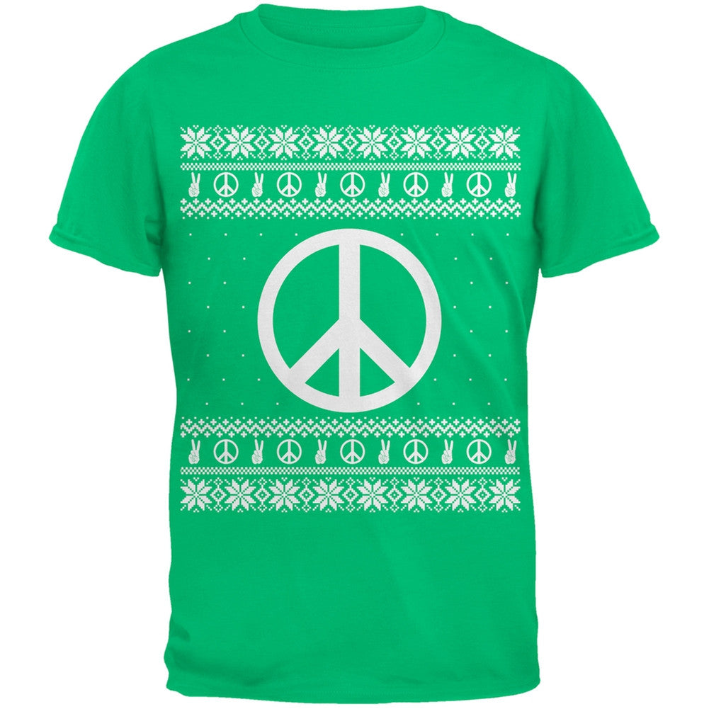 Peace Sign Ugly Christmas Sweater Black Youth T-Shirt Youth T-Shirts Old Glory   