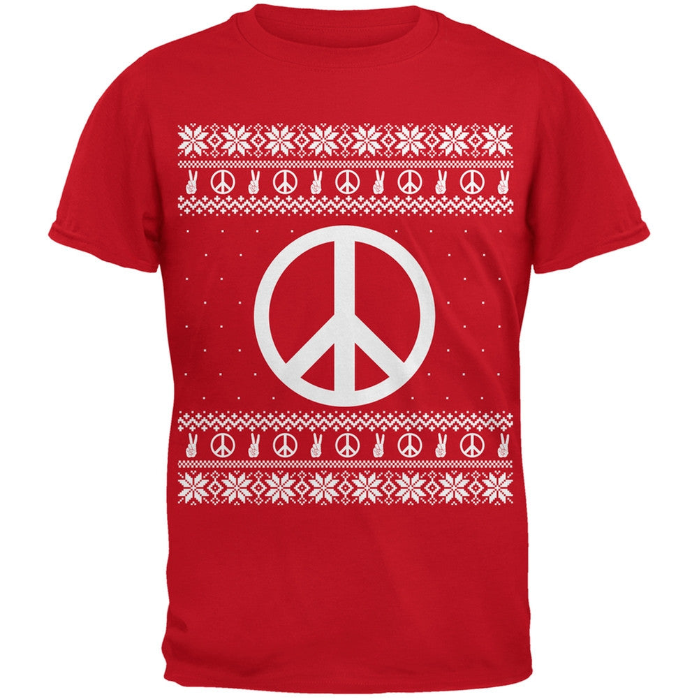 Peace Sign Ugly Christmas Sweater Black Youth T-Shirt Youth T-Shirts Old Glory   