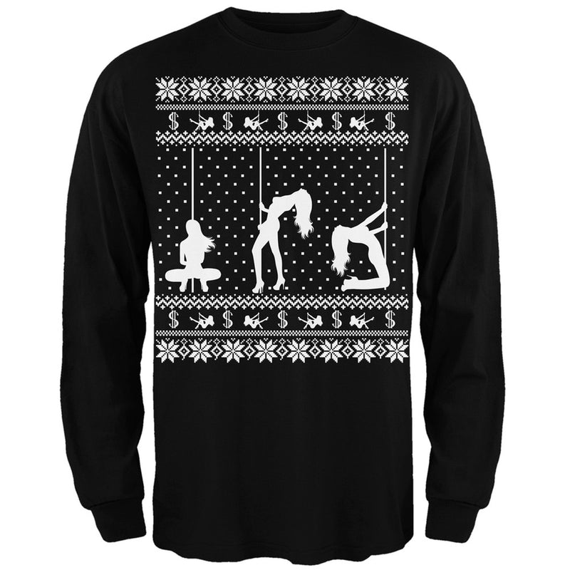 Stripper Silhouette Ugly Christmas Sweater Mens Long Sleeve T-Shirt Men's Long Sleeves Old Glory   