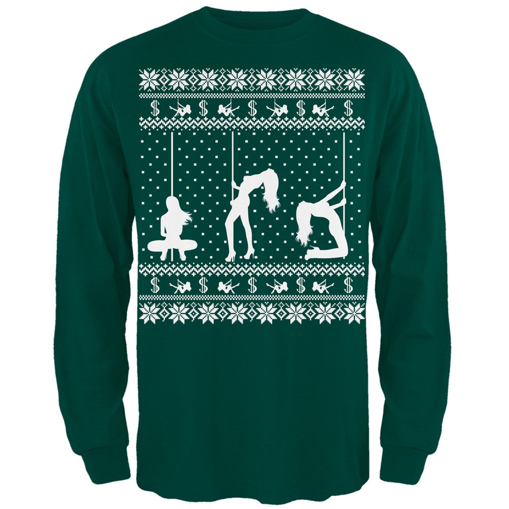 Stripper Silhouette Ugly Christmas Sweater Mens Long Sleeve T-Shirt Men's Long Sleeves Old Glory   