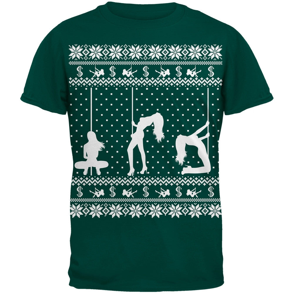 Stripper Silhoutte Ugly Christmas Sweater Black Adult T-Shirt Men's T-Shirts Old Glory   