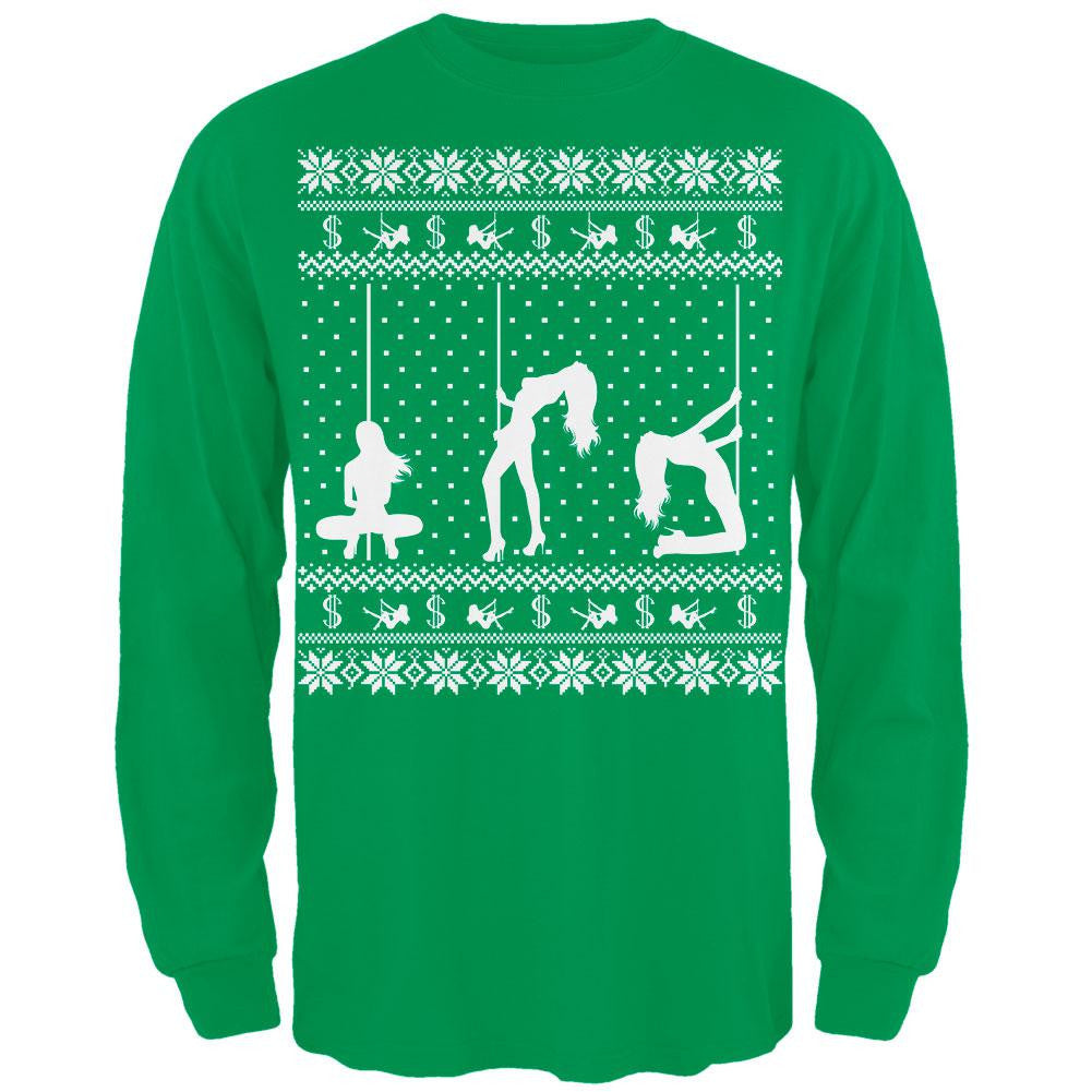 Stripper Silhouette Ugly Christmas Sweater Mens Long Sleeve T-Shirt Men's Long Sleeves Old Glory   