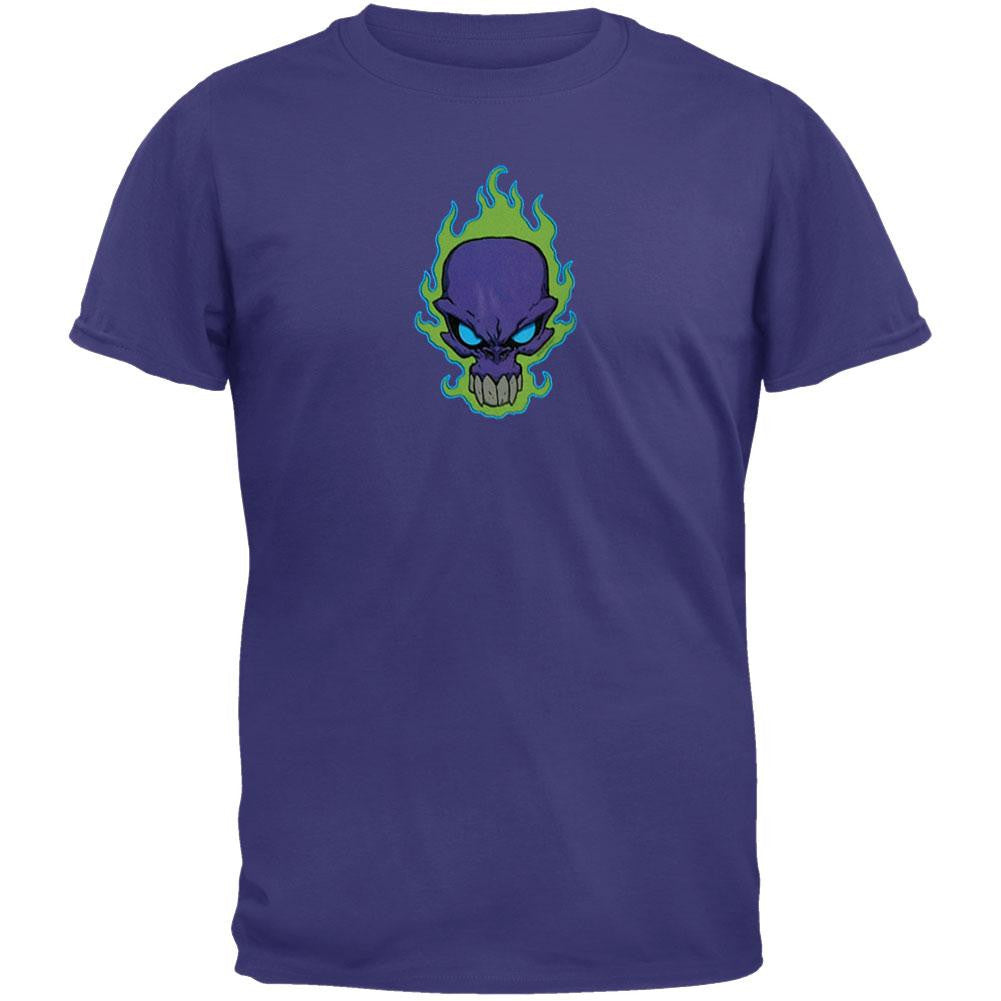 Purple Flame Skull - T-Shirt Men's T-Shirts Old Glory LG Purple 