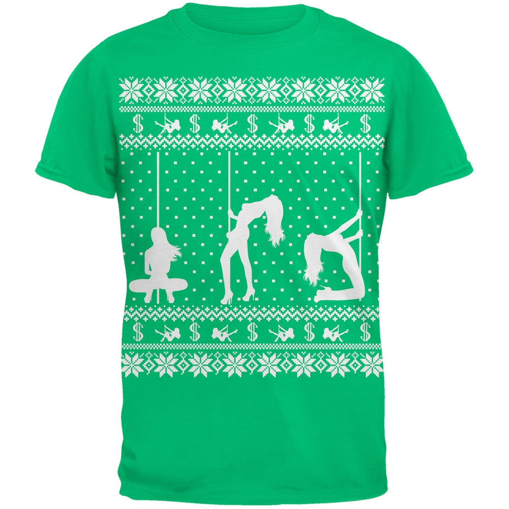 Stripper Silhoutte Ugly Christmas Sweater Black Adult T-Shirt Men's T-Shirts Old Glory   