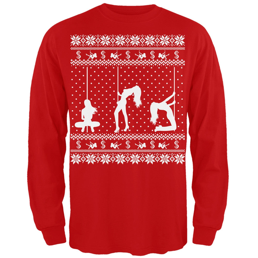 Stripper Silhouette Ugly Christmas Sweater Mens Long Sleeve T-Shirt Men's Long Sleeves Old Glory   