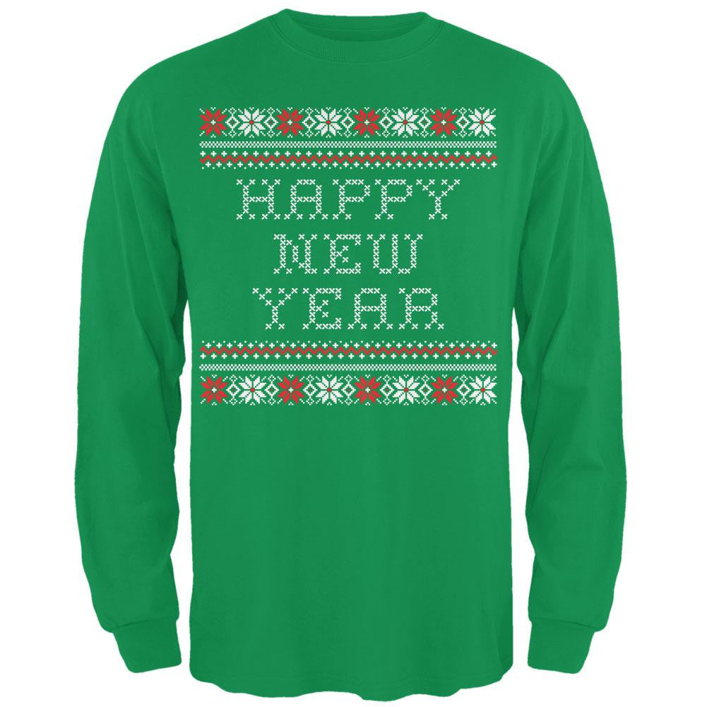 Happy New Year Ugly Christmas Sweater Adult Long Sleeve T-Shirt Men's Long Sleeves Old Glory   